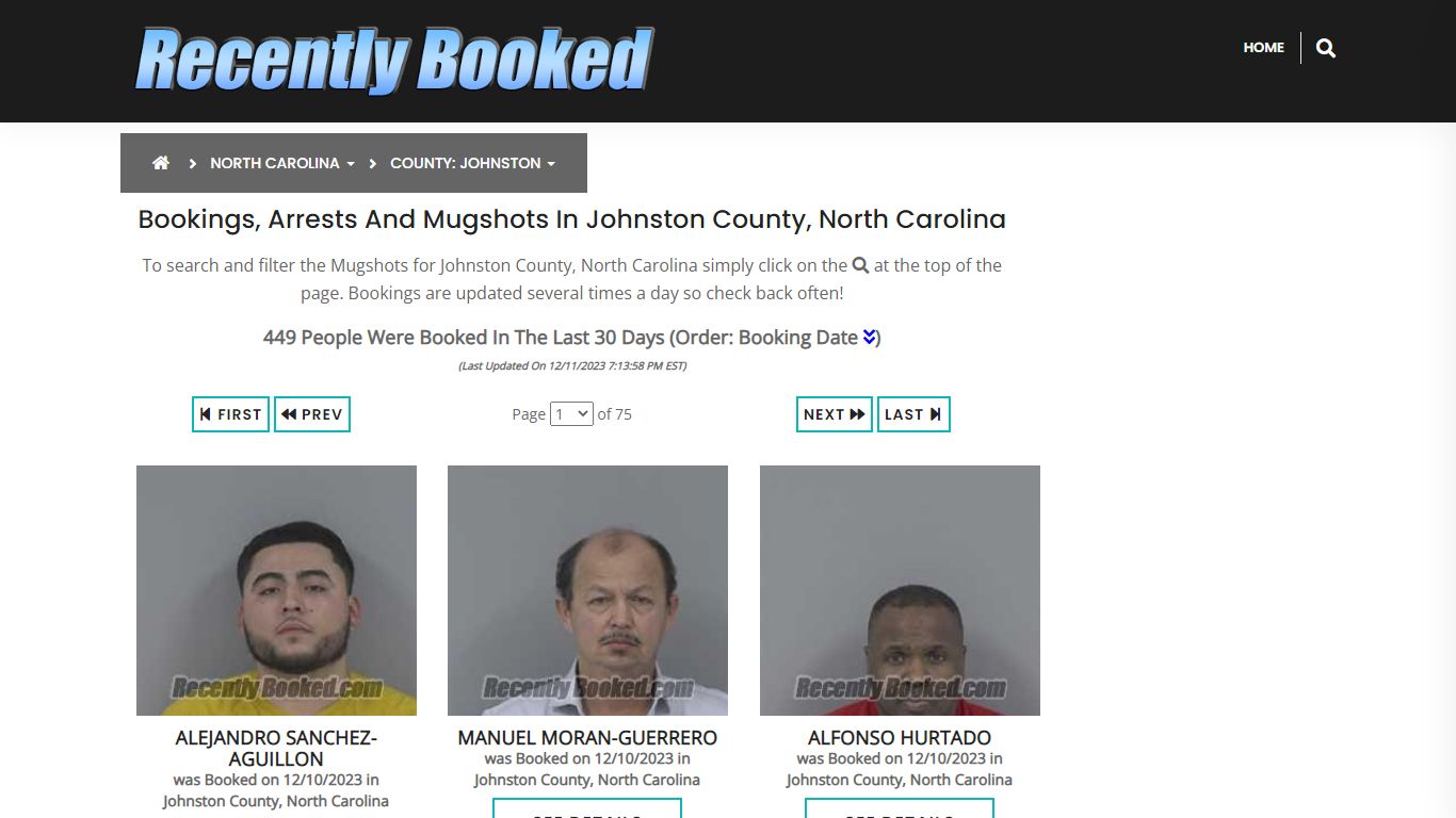 Bookings, Arrests and Mugshots in Johnston County, North Carolina