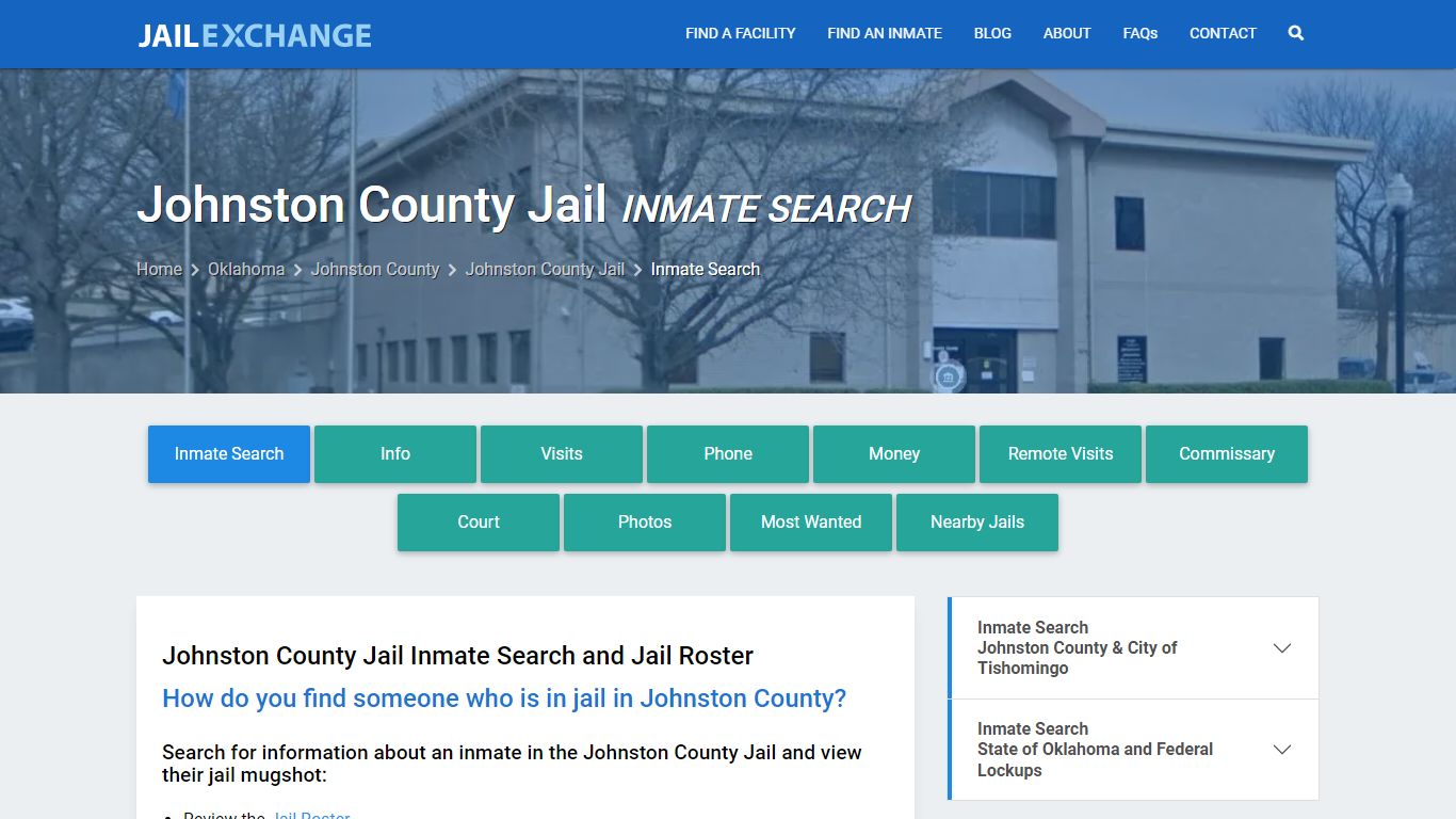 Inmate Search: Roster & Mugshots - Johnston County Jail, OK
